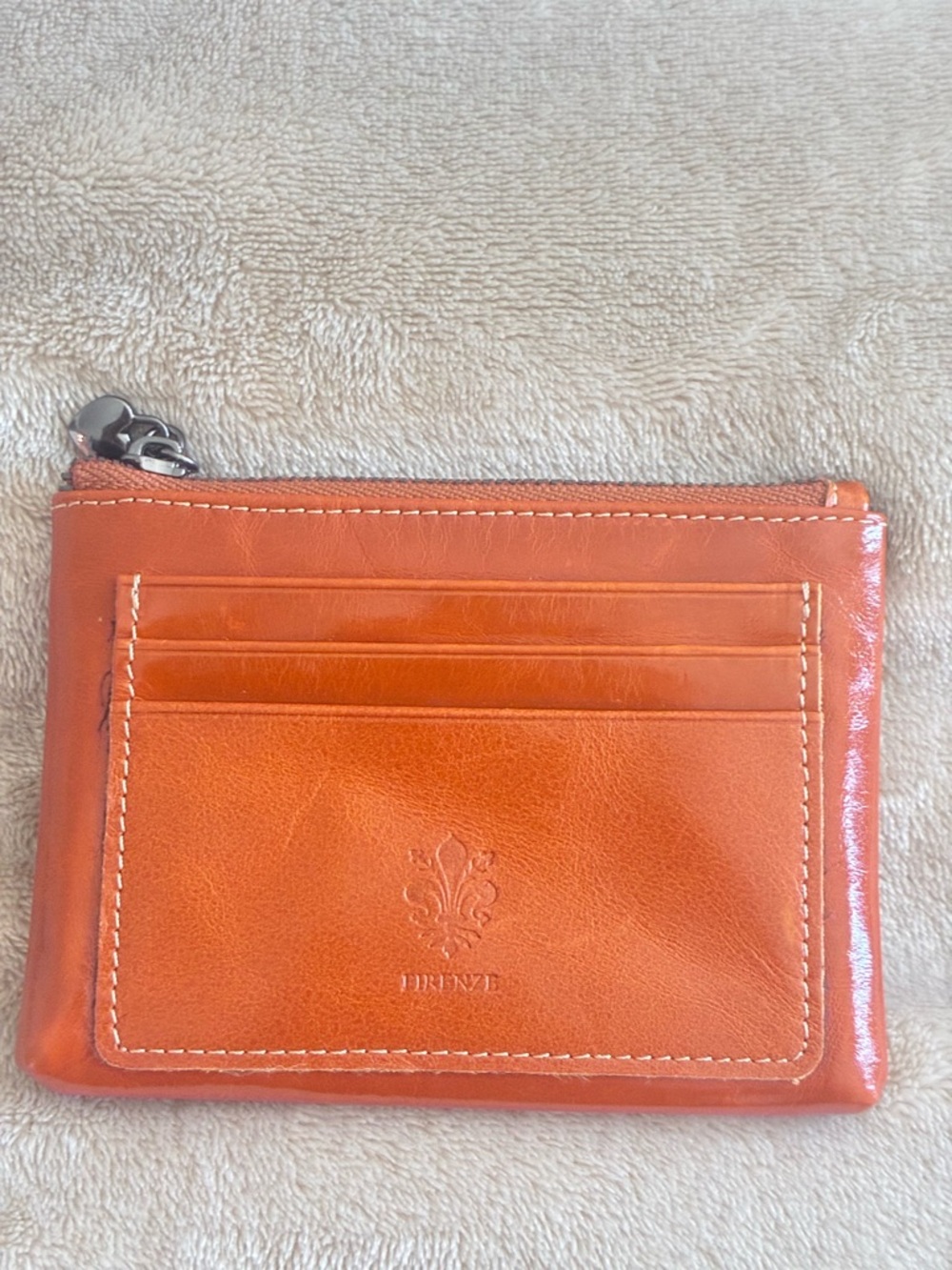 Orange Firenze Leather Card Wallet